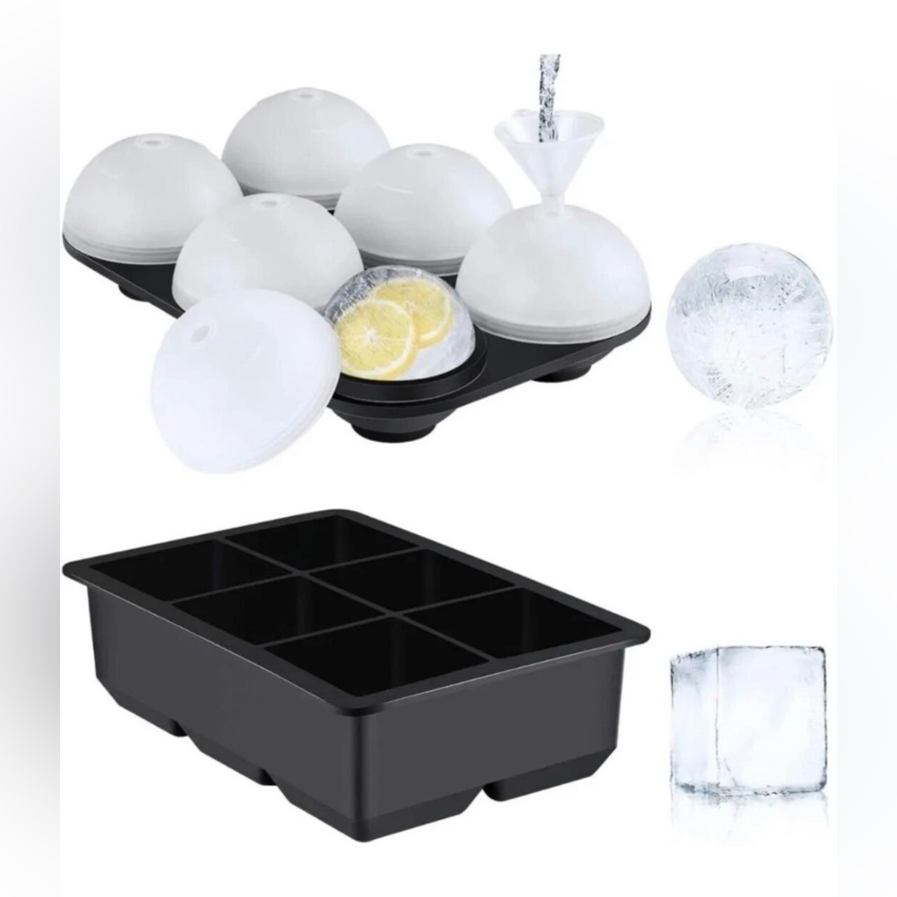 Vermon Ice Cube Trays Set of 2, Silicone Sphere Whiskey Ice Ball Maker